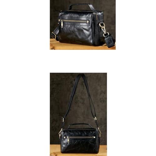 Mens Shoulder Bags Waist Packs Casual Daypacks Genuine Leather Crossbody Bags Messenger Bags Travel Bags Handbags(Black)2