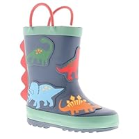 Dinosaur Hunters Billy Boys Wellies (Navy) - Children's Wellington Boots with 3D Dino Design. Waterproof Winter Wellies with Easy Pull-On Handles. Warm & Comfortable Kids Snow Boots Navy 9 Child UK