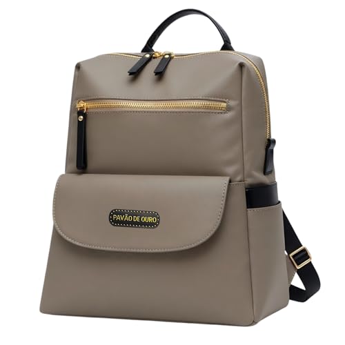 Bolsa Mochila Feminina Pavão de Ouro com Alça de Ombro - Cáqui