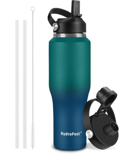 Image of 40oz Water Bottles Insulated with Straw,Leak Proof Water Bottles Fit in Car Cup Holder，Mens Water Bottle Stainless Steel for Gym,Hiking,Travel，Sport,Bpa free