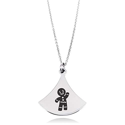 Stainless Steel Gingerbread Man Pendulum Curved Triangle Charm Pendant Necklace