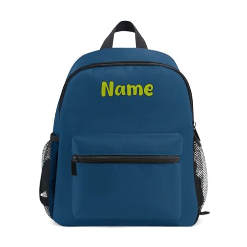 Custom Kid's Name Backpack,Dark Blue Toddler Backpack for Daycare Travel, Personalized Name Preschool Bookbags for Boys Girls