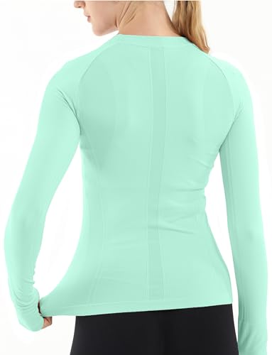 Image of MathCat Seamless Workout Shirts for Women Long Sleeve Yoga Tops Sports Running Shirt Breathable Athletic Top Slim Fit XS-XL