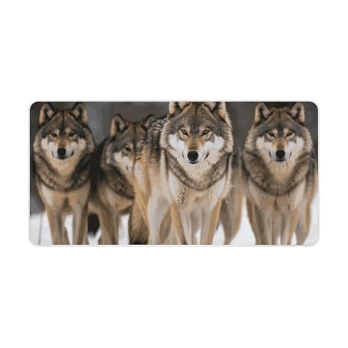 Tapis de souris de jeu loup antidérapant 30,5 x 61 cm pour éliminer les glissements