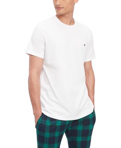 Tommy Hilfiger - Playera con Cuello Redondo para Hombre, Blanco, Large
