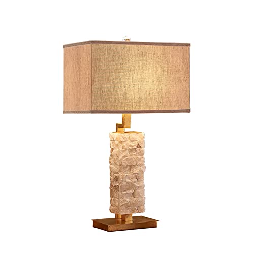 Lámpara de Lectura Lámparas de mesa de noche de mármol con pantalla de tela Lámparas de mesa de mesita de noche retro for lámpara de oficina en casa, luz de escritorio de 26 'H Lámpara para Escritorio