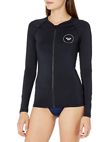 Roxy Women's Essentials Long Sleeve Zip-Up Rashguard, Anthracite 203, M