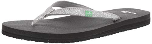 Image of Sanuk womens Yoga Joy Sparkle Flip Flop, Silver Sparkle, 11 US