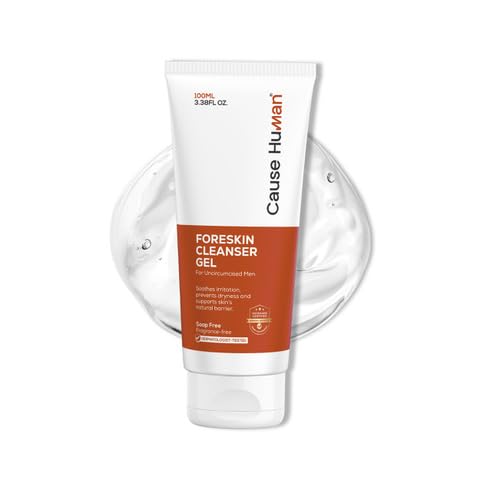 Cause Human Foreskin Cleanser Gel – pH 5.5 Balanced Intimate Wash for Uncircumcised Men – Gentle Smegma & Odor Removal – Soap‑Free, Fragrance‑Free Formula | 3.38 Fl oz (100ml)