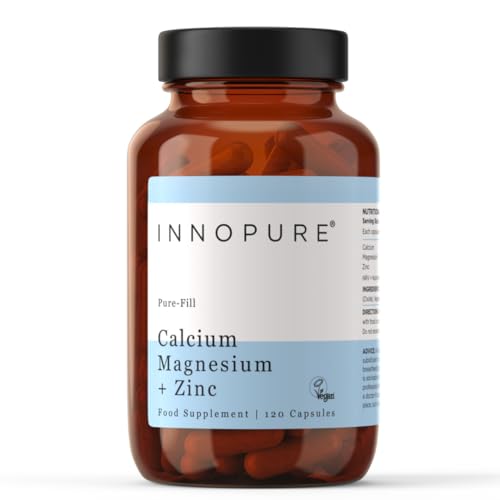 INNOPURE Calcium, Magnesium & Zinc Capsules (No Fillers or Binders) Clean Label Multi Mineral Supplement, Easy to Swallow Capsules (Not Tablets) 120 Capsules, UK Made
