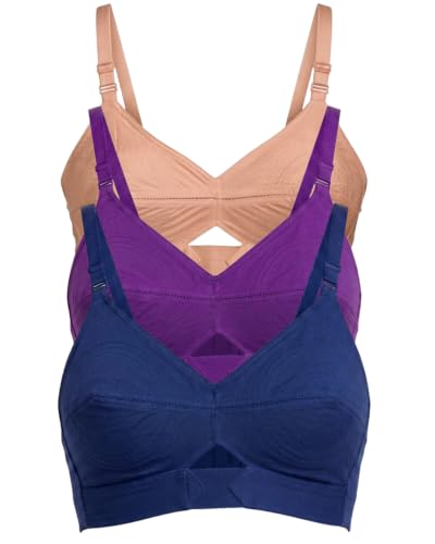 Image of Brida Kavya Xtra Soft Cotton Round Stitch Bra for Women | Full Coverage | Non-Padded | Wireless | Double Layer Support | Heavy Bust | Combo Pack | Colours May Vary