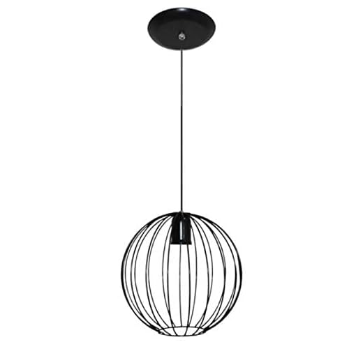 Luminária Pendente Aramado Bola Grande Ideal Para Mesa De Jantar, Sala, Quarto (Preto)