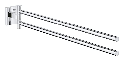 GROHE Start Cube Porte-Serviettes, Porte-Serviettes Mural pour Salle de Bain, 2 Bras pivotants, Fixations Cachées, Fixation avec vis incluses, Métal, 43,8cm,...