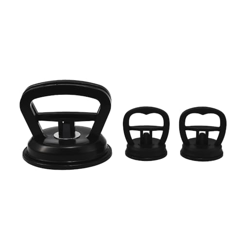 XhuangTech 3 Pack Car Dent Puller (2.2in & 4.7in), Heavy Duty Dent Repair Remover Kit with Suction Cup, Powerful Auto Dent Plunger Portable Scratch-free for Car Body, Glass, Furniture Moving (Black)