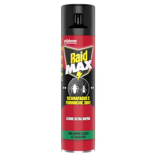 Raid Max Scarafaggi & Formiche 3 in 1 Insetticida, Eucalipto, 1 Confezione da 400 ml Raid Max Scarafaggi & Formiche 3 in 1 Insetticida, Eucalipto, 1 Confezione da 400 ml
