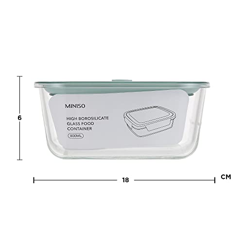 Image of MINISO 800ML Durable Square Glass Storage Container with Air Vent Lid for Kitchen,800ML