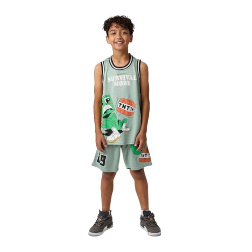 Minecraft Survival Mode Youth Boy Basketball Jersey and Lounge Shorts Set - Main Image