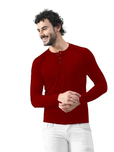 Image of Blisstone Men's Long Sleeve Henley T-Shirt with Button Placket | Soft & Comfortable Casual Wear
