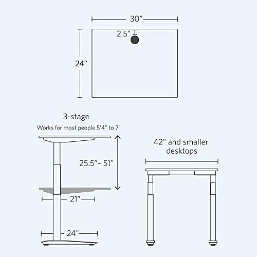 Image of Fully Jarvis Standing Desk 30 inch x 24 inch Walnut Laminate Top - Electric Adjustable Desk Height from 25.5 inch to 51 inch with Memory Preset Controller (Rectangle, Black Frame)
