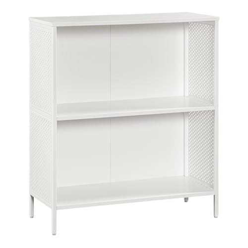 OSP Home Furnishings Ace Contemporary Modern Storage Bookcase with Shelves, 2 Shelves, White Finish