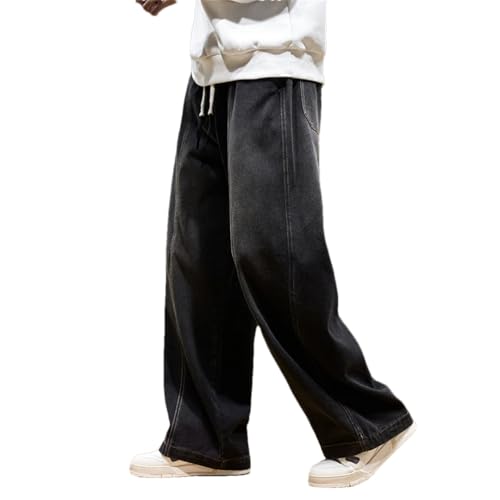 Men Trousers Neutral Solid Color Loose Street Oversized Jeans Outdoor Wide Leg Washing Jean Pants