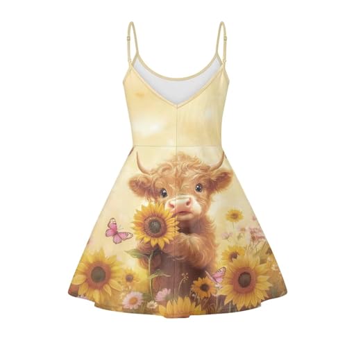 Image of Women's Spaghetti Strap Dress Summer Casual Swing Sundress Girls Beachwear Swing Mini Dress