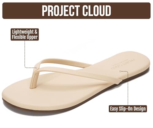 Image of Project Cloud Flip Flops for Women Footwear- Lightweight and Memory Foam Insole Sandals for Women 2026 - Durable Non-Slip Beach Essentials Flats for Women Sandals (Foundations)