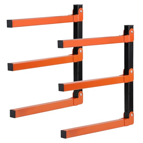 LALAGO 2 Piezas Soporte de Garaje Cargable Hasta 150kg, Plegable Organizador de Madera y Estante de Metal, Soporte de Pared de 3 Niveles, Soportes de Shlef Flotantes para Leña para Interior Exterior