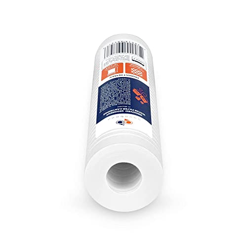 Aquaboon Whole House 1 Micron 10 x 2.5 PP Grooved Sediment Water Filter Cartridge Replacement Compatible with AP110, WHKF-GD05, CFS110, P5, 6-Pack