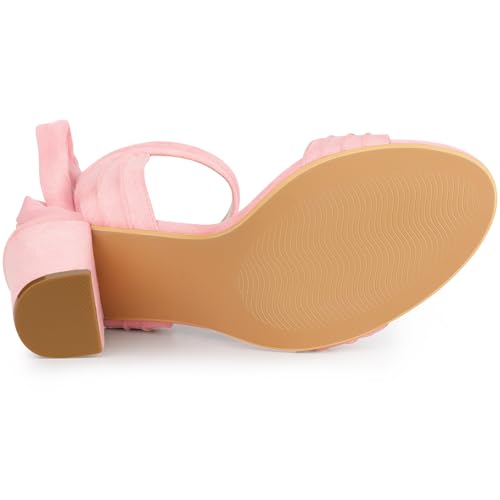 Allegra K Allegra K Women Open Toe Ankle Tie Back Chunky Bling Pink Heel Sandals 9 M US