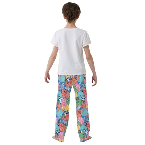 ZZKKO Jellyfish Shells Fish Starfish Boys Pants for Kids Jogger Pants with Pockets S-XL3
