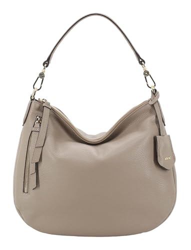 Abro Leder Schultertasche Umhängetasche Leather Adria Hobo Juna Siena taupe