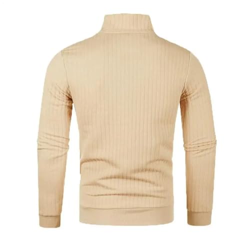 Men's Half Zip Knit Pullover Solid Color Loose Casual Stand Collar Long Sleeve Sweater2