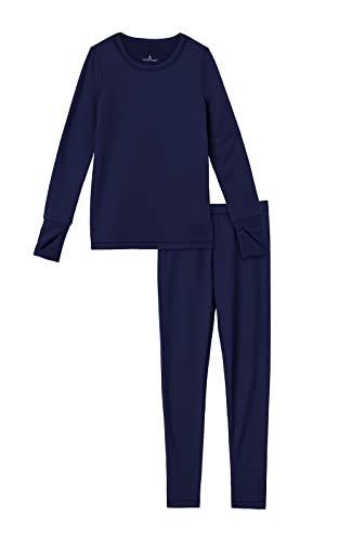 Image of Cuddl Duds Heavyweight 2 Piece Sets Base Layer Thermal Underwear for Girls | Winter Clothing, Fleece Lined Long Sleeve Top & Leggings, Soft Lounge Set for Cold Weather, Moisture Wicking Heat Retention