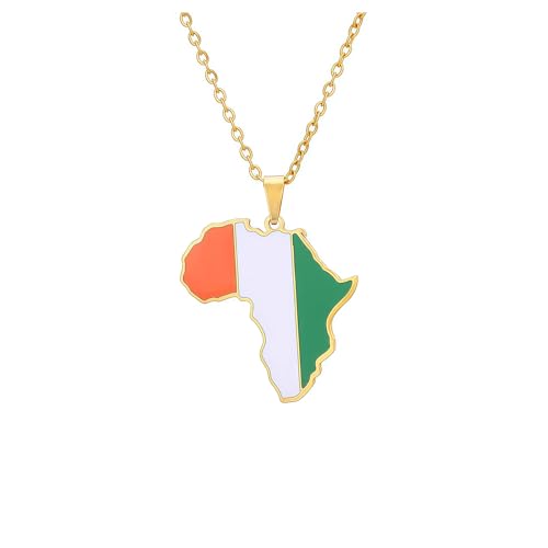 Générique Collier Carte de la Côte d'Ivoire pour Femme/Homme - Pendentif Carte Africaine Collier en acier inoxydable - Bijou cadeau
