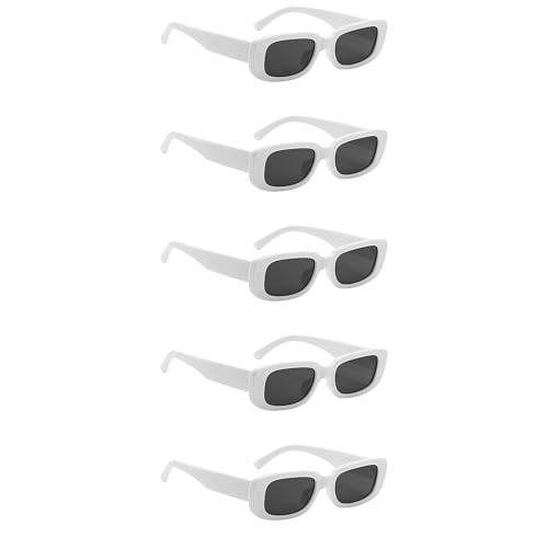 Image of Retro Rectangle Sunglasses for Women & Men | UV400 Protection | Trendy Thick Frame Fashion Eyewear | Lightweight Casual Shades | Black & White Combo Pack