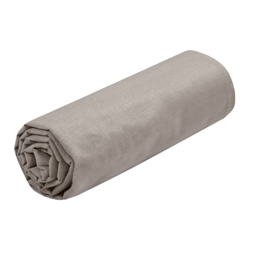 STOF - Drap Housse -Taille 160x200 cm Grand Bonnet 30 cm -100% Coton certifié Oeko-Tex - Couleur Lin -Modèle Eden - Linge de Lit pour Maison - Doux et...