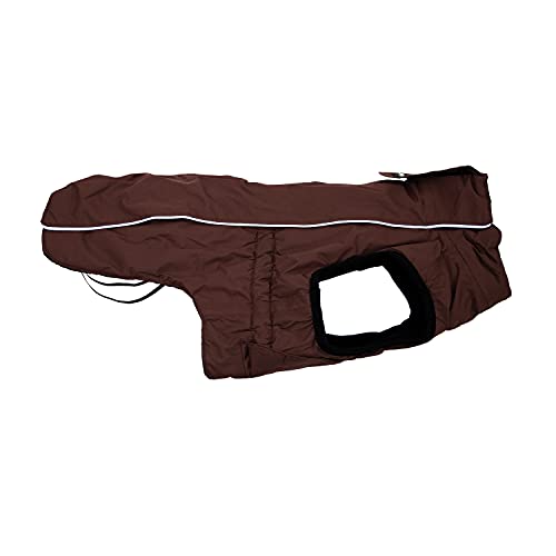 JEGGO Zipback, kälteabweisender Winter-Hundemantel, Wasser- und Winddicht, atmungsaktiv, optimale Passform, mit durchlaufendem Reißverschluss für leichtes An- und Ausziehen (Braun, 28 cm)