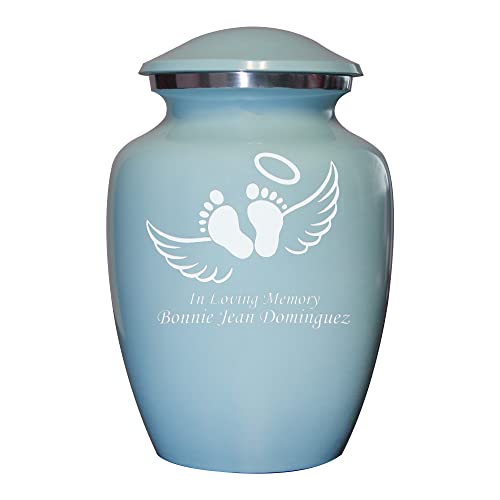 NWA Blue Footprint Angel Wings Urn for Infants