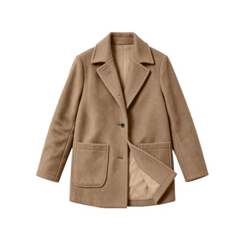 Wool Coats for Women Lapel Button Down Lined Winter Peacoat Jacket Dressy - image 6