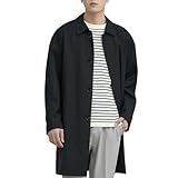 [Eunoia] メンズ トレンチコート ステンカラーコート中長丈 秋冬春 防風 防皺 ビジネス カジュアル ジャケット スプリングコート イズ 通勤 無地 シンプル