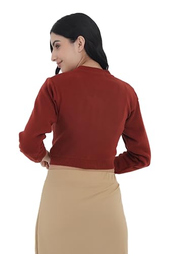 Image of Women Winter Wear V-Neck Full Sleeves Regular Fit Woollen Blouse
