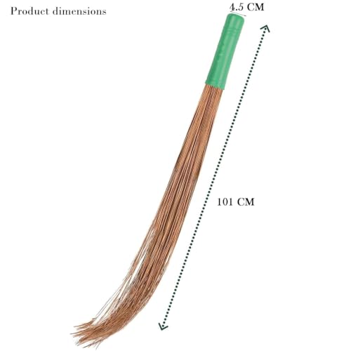 Image of Zureni Traditional Coconut Leaf Grass 40 inch Long Broomstick Washable Seekh Jhaadu with Firm & Comfortable Grip Ideal for Wet Surface Cleaning (Pack of 4, 400 Gm, Random Colors)