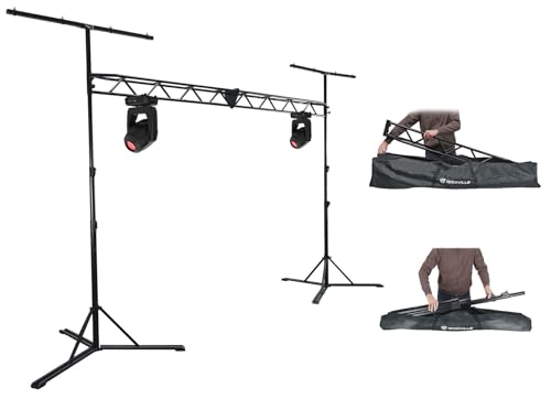 Audiosavings Bundle: (2) Chauvet DJ Intimidator Hybrid 251SR Moving Head Beam, Spot, GOBO DMX Light Bundle with Rockville RLT8 10Ft Light Truss Stand w/Flat-Base Legs+Air Cushion Lowering (3 Items)