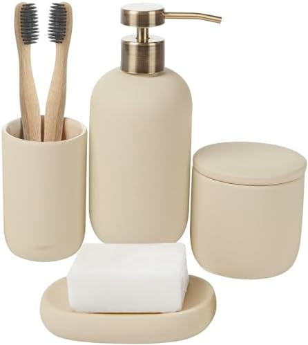 Amazon.com: Ava Nord Ceramic Bathroom Accessory Set 4 Pcs, Bathroom ...