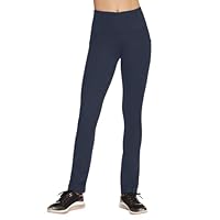 Skechers Women's Go Walk High Waisted Pant Joy – 4-Way Stretch, Moisture-Wicking, Layered Waistband, Navy, Medium Petite