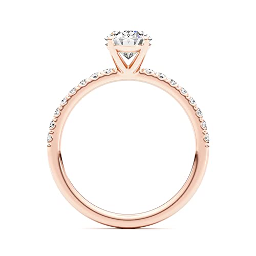 1/4 Carat Lab Grown Diamond and 2 1/3 Carat Oval Cut Moissanite Engagement Ring for Women in 14k White or Rose Gold (G-H, VS, cttw) Anniversary Promise Ring Size 5.5 to 72