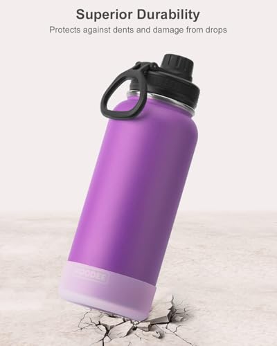 Image of koodee Insulated Water Bottle, 32 oz Stainless Steel Double Wall Vacuum Wide Mouth Sport Bottle with Leakproof Spout Lid (Purple)