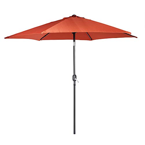 VonHaus 2.7M Steel Powder Coated Parasol - UV30+ Crank and Tilt Umbrella for Outdoor, Garden and Patio - Burnt Orange