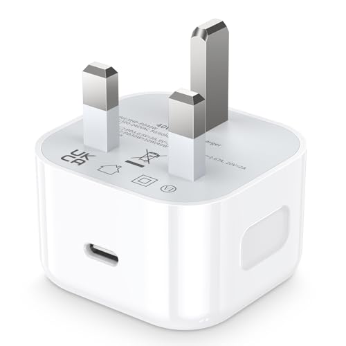 USB C Plug Fast Charge 40W New USBC Plug UK USB-C Fast Charger adapter for iPhone 17/16/15/14/13/12/11/X i Pad 11th/10th/Pro/Air/Mini Type C-Adapter Fast USB C Charger UK Adapter